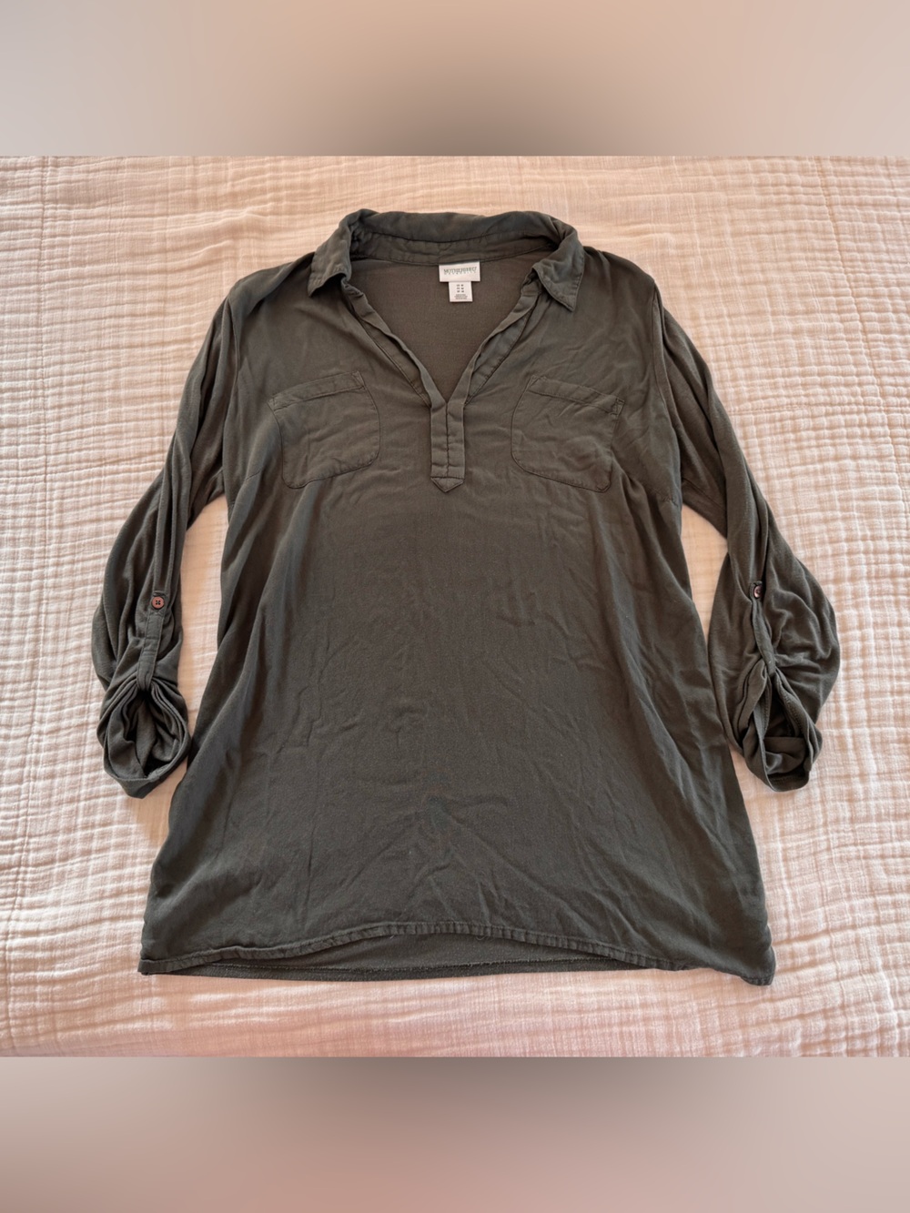 Motherhood Maternity Olive Long Sleeve Henley Top